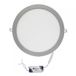 Φωτιστικό Led ψευδοροφής στρογγυλό πλήρες με τροφοδοτικό 230V - 24W 3000K IP20 - 120deg - Ασήμι - Adeleq