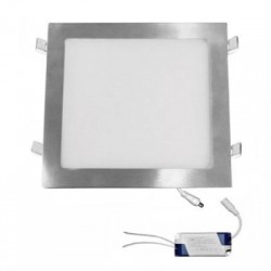 Φωτιστικό Led ψευδοροφής τετράγωνο με τροφοδοτικό 230V 24W 3000K IP20 - 120deg - Ασήμι - Adeleq