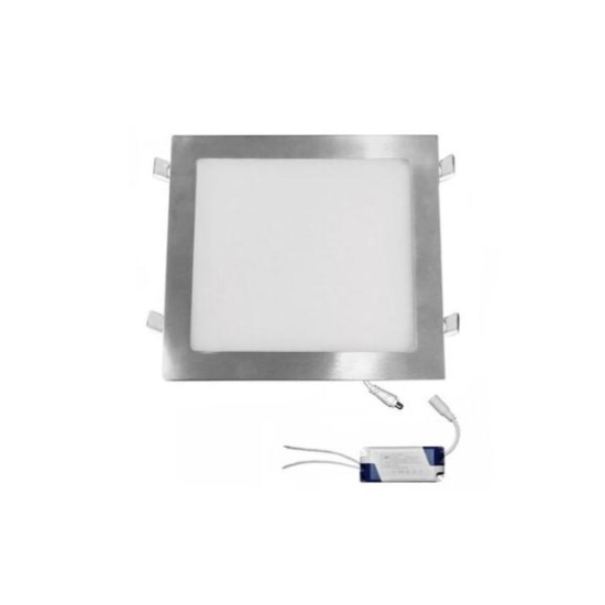 Φωτιστικό Led ψευδοροφής τετράγωνο με τροφοδοτικό 230V 24W 3000K IP20 - 120deg - Ασήμι - Adeleq
