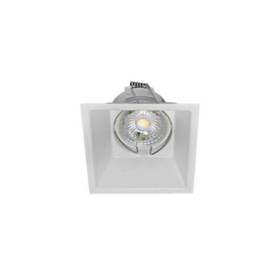 Σπότ χωνευτό βαθύ τετράγωνο σταθερό αλουμινίου MR16 / GU10 - Λευκό - Adeleq
