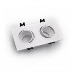 Σπότ πολυκαρμπονικό ψευδοροφής διπλό τετράγωνο βαθύ κινητό λευκό Ντουί 2xGU10 D:173mmx93mm h:29mm Φ:160x80mm (cutout) - 21-04701260 - Adeleq