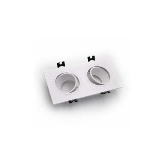 Σπότ πολυκαρμπονικό ψευδοροφής διπλό τετράγωνο βαθύ κινητό λευκό Ντουί 2xGU10 D:173mmx93mm h:29mm Φ:160x80mm (cutout) - 21-04701260 - Adeleq