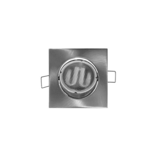 Σπότ χωνευτό τετράγωνο κινητό MR16 / GU10 - Νίκελ Σατινέ - Adeleq