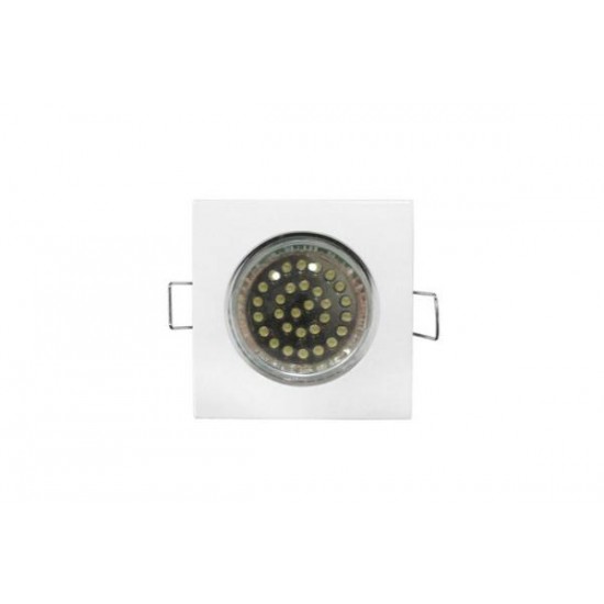 Σπότ χωνευτό τετράγωνο σταθερό MR16 / GU10 - Νίκελ Σατινέ - Adeleq