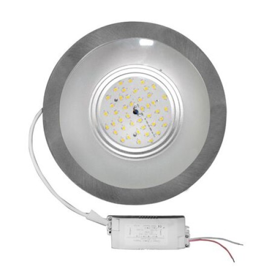 Φωτιστικό Led COB SMD ψευδοροφής στρογγυλό με τροφοδοτικό 230V 26W 4000K IP20 - 100deg - Ασήμι/Σατινέ - Adeleq