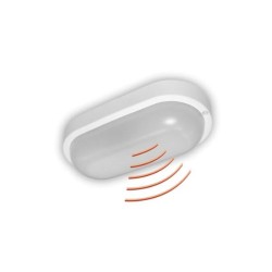 Πλαφονιέρα LED Οβάλ με ανιχνευτή κίνησης μικροκυμάτων 12W 4000K IP54 Λευκή - adeleq