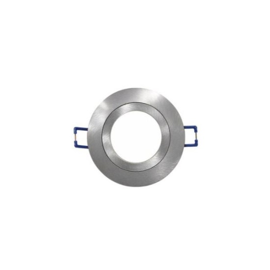 Σπότ χωνευτό στρογγυλό σταθερό αλουμινίου επίπεδο D:80mm h:23mm Φ:58mm (cutout) MR16 / GU10 - Ασημί Βούρτσας - Adeleq