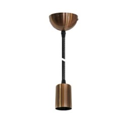 Ανάρτηση Ροζέτα Κοίλη Ρόζ αντικέ - Ντουί E27 Ρόζ Αντικέ Με Κορδόνι Μάυρο - adeleq