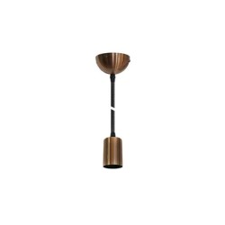 Assembled Aluminum lampholder E27 M10 & canopy Red Bronze with black cable - adeleq