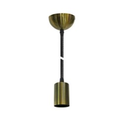 Ανάρτηση Ροζέτα Κοίλη αντικέ - Ντουί E27 Αντικέ Με Κορδόνι Μάυρο - adeleq