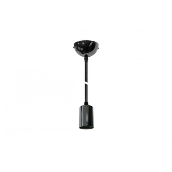 Ανάρτηση Ροζέτα Κοίλη γραφίτης - Ντουί E27 γραφίτης Με Κορδόνι Μάυρο - adeleq