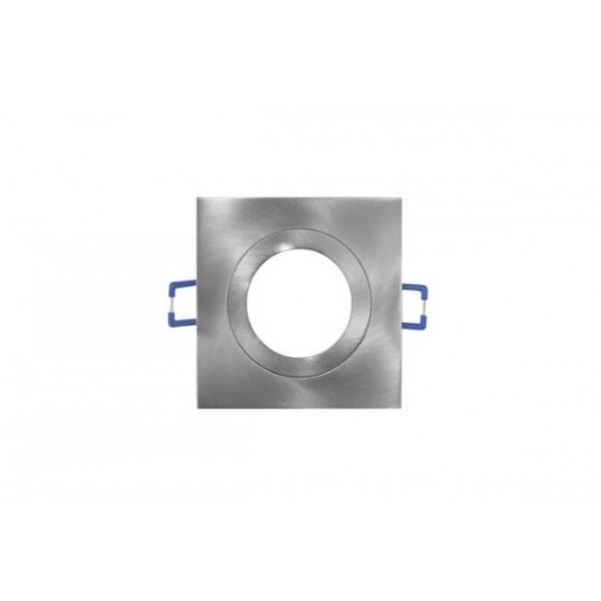 Σπότ χωνευτό τετράγωνο σταθερό αλουμινίου επίπεδο D:79mm h:23mm Φ:60mm (cutout) MR16 / GU10 - Ασημί Βούρτσας - Adeleq