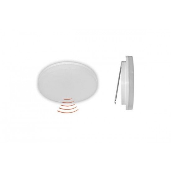 Πλαφονιέρα LED Στρογγυλή με ανιχνευτή κίνησης μικροκυμάτων 24W 4000K IP54 Λευκή Φ:330mm h:54mm - adeleq