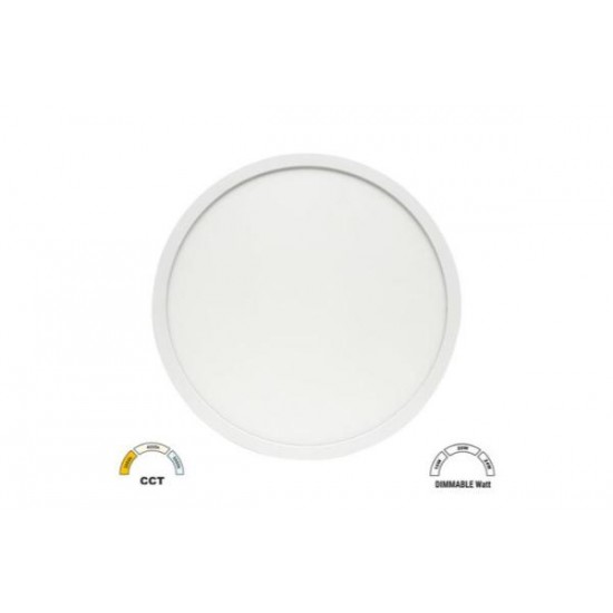 Πλαφονιέρα LED PC Στρογγυλή με φωτισμό backlit Φ383mm 24-28-32W 3CCT  IP40 Λευκή - adeleq