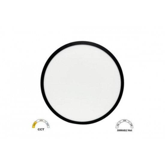 Πλαφονιέρα LED PC Στρογγυλή με φωτισμό backlit Φ383mm 24-28-32W 3CCT  IP40 Λευκή - adeleq