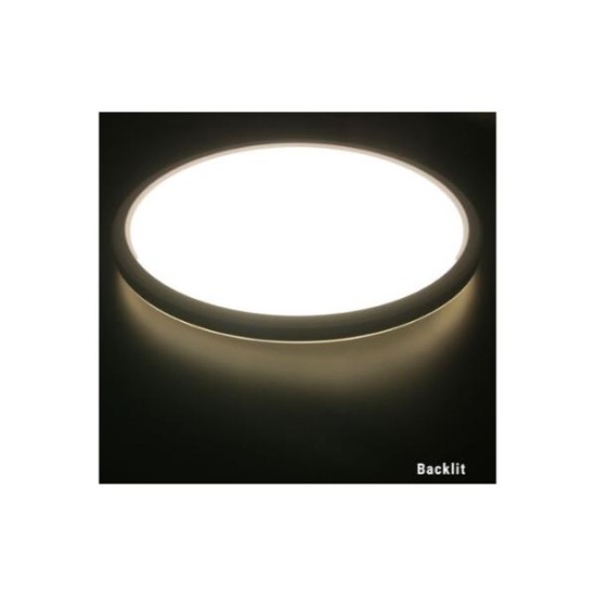 Πλαφονιέρα LED PC Στρογγυλή με φωτισμό backlit Φ420mm 24W 4000K IP54 Λευκή - adeleq