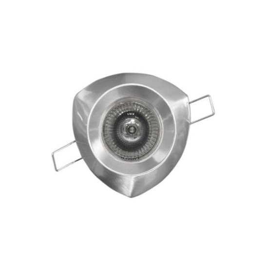 Σπότ χωνευτό τριγωνικό σταθερό MR16 / GU10 - Νίκελ Σατινέ - Adeleq