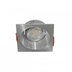 Σπότ χωνευτό τετράγωνο σταθερό βαθύ αλουμινίου D:90mm h:40mm Φ:75mm (cutout) MR16 / GU10 - Ασημί Βούρτσας - Adeleq