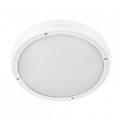 Ceiling Fixture PC Round D.300MM 2XE27 IP65 White - adeleq 