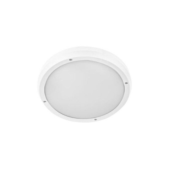 Ceiling Fixture PC Round D.300MM 2XE27 IP65 White - adeleq 