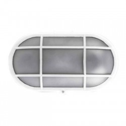 Bulkhead PC Oval With Grid 1XE27 IP44 White - adeleq 