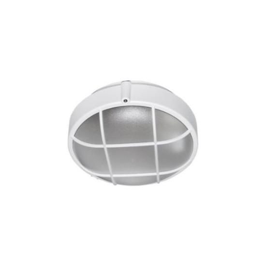 Bulkhead PC With Grid 1XE27 IP44 White - adeleq 