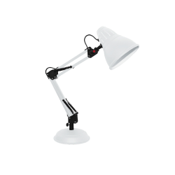 Φωτιστικό γραφείου με διακόπτη on/off 1xE27 max 40W  Μέταλλο + Πλαστικό + PVC μάυρο καλωδιο / Λευκό μάτ UFFICIO - acadecor  