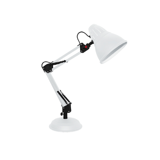 Φωτιστικό γραφείου με διακόπτη on/off 1xE27 max 40W  Μέταλλο + Πλαστικό + PVC μάυρο καλωδιο / Λευκό μάτ UFFICIO - acadecor  