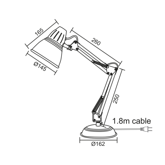 Φωτιστικό γραφείου με διακόπτη on/off 1xE27 max 40W  Μέταλλο + Πλαστικό + PVC μάυρο καλωδιο / Λευκό μάτ UFFICIO - acadecor  