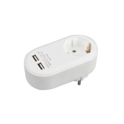 Adaptor schuko with 1 Socket +2 Socket usb White - 27062 - Red Point