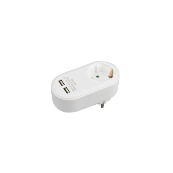 Adaptor schuko with 1 Socket +2 Socket usb White - 27062 - Red Point