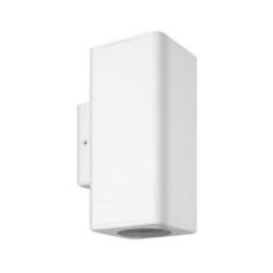 Φωτιστικό Πολυκαρμπονικό PC Επίτοιχο Διπλής κατέυθυνσης Τετράγωνο D:90mm 2XGU10 IP54 Λευκό - adeleq