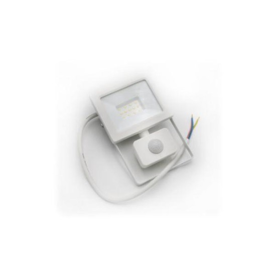 Προβολέας LED Ισχύος 10W Με ανιχνευτή κίνησης 4000Κ IP44 Λευκός / Λευκό IP65 50cm Καλώδιο - 3-31001 - adeleq