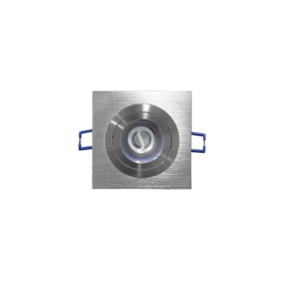 Σπότ χωνευτό τετράγωνο κινητό αλουμινίου επίπεδο D:92mmx92mm h:25mm Φ:82x82mm (cutout) MR16 / GU10 - Ασημί Βούρτσας - Adeleq