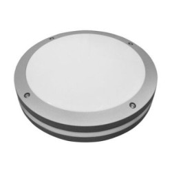 Πλαφονιερα Αλουμινίου Στρογγυλή Φ300 2 Ντουί Ε27 IP54 Γκρί - adeleq