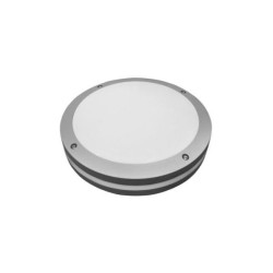 Πλαφονιερα Αλουμινίου Στρογγυλή Φ300 2 Ντουί Ε27 IP54 Γκρί - adeleq