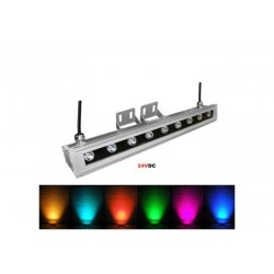 Προβολέας LED Ισχύος επιμήκης ,5Μ 9W 24VDC 15° RGB IP65 Ενσωματωμένο.Controller Αλουμινίου - 3-791599 - adeleq
