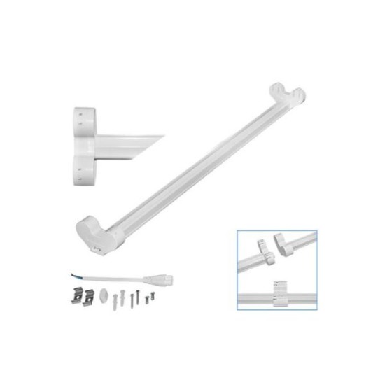 Φωτιστικό Για Λάμπα LED T8 2x60cm (Τροφοδοσία Ενός άκρου) - adeleq