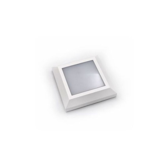 LED Ceiling Fixture PC Square D:125mm 4W CCT IP65 White - adeleq 