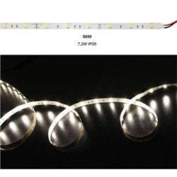 Led Strip 5m 12VDC 7.2W/m 5050 30LED/m ΛΕΥΚΟ 4000K IP20 - Adeleq