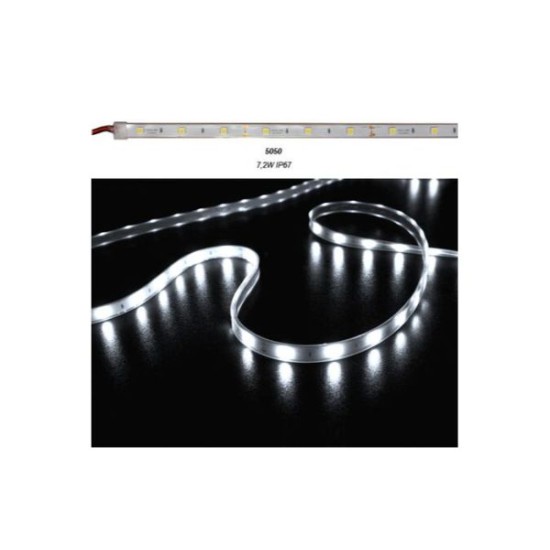 Ταινία LED 5m 12VDC 7.2W/m 5050 60LED/m Ψυχρό 6500K IP67 30-3412220 - adeleq