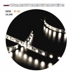 Led Strip Adhesive White PCB 5m12VDC 14.4W/m 5050 60L/m Neutral White IP20 - Adeleq