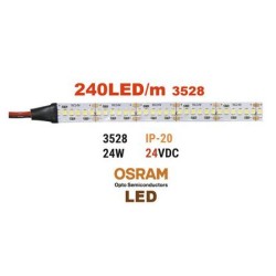 Led strip 5m 24VDC 24W/m 240LED/m Neutral white IP20 - Adeleq