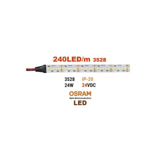 Ταινία LED 5m 24VDC 24W/m 2835 240LED/m 4000K IP20(OSRAM LED) - 30-3424241 - adeleq