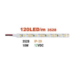 Led strip 5m 12VDC 10W/m 120LED/m Neutral white IP20 - Adeleq