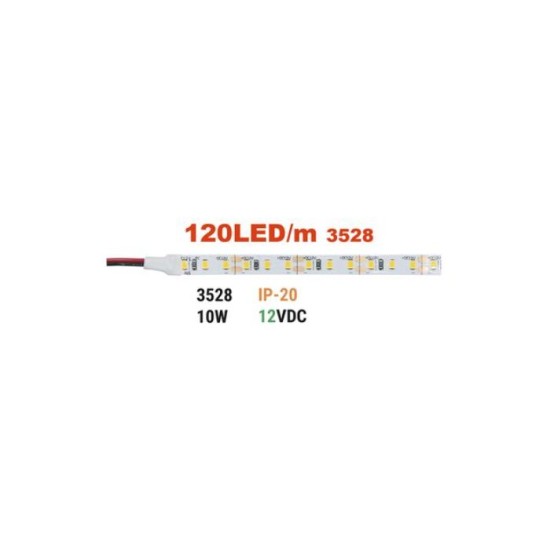 Led strip 5m 12VDC 10W/m 120LED/m Neutral white IP20 - Adeleq