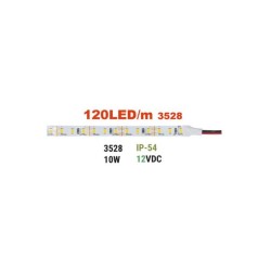 Led strip 5m 12VDC 10W/m 120LED/m warm white IP54 - Adeleq