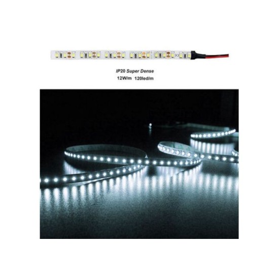 Ταινία LED 5m 12VDC 12W/m 2835 120LED/m 6500K IP20 - 30-461212010 - adeleq