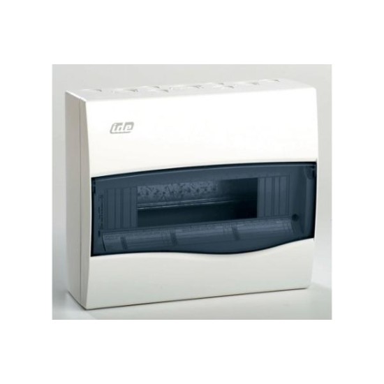 Πίνακας Combi επίτοιχος με διαφανή πλαστική πόρτα κάθετο άνοιγμα και πλαστικό πλαίσιο IP40 / 1Σειράς 12Μodule /   BV-12PT/RR - IDE