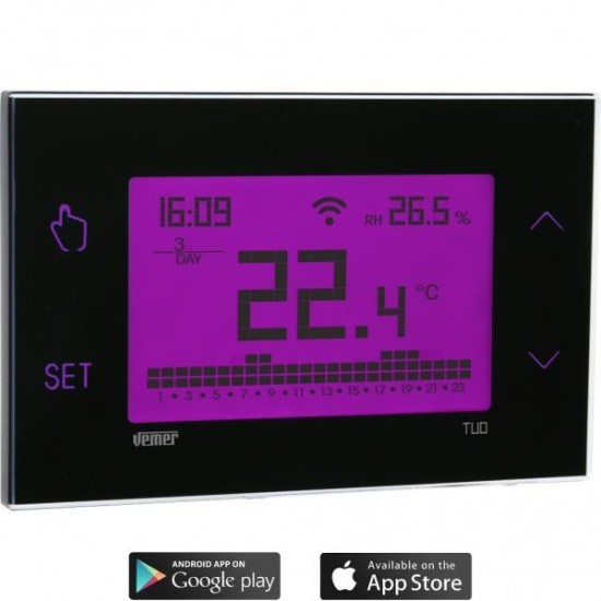 Χρονοθερμοστάτης (WI-FI) ψηφιακός / Ημερήσιος - Εβδομαδιαίος TUO WI-FI RF NERO